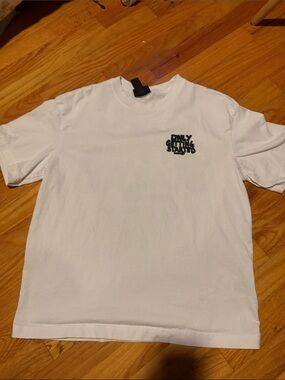 H&M White Short Sleeve Graphic Tee with Small Black Chest Print